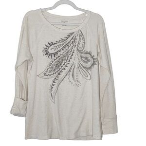 Sonoma cream colored, long sleeve top with crew neckline. Size L